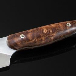 8" Bladed Evolution Chef Knife with Quilted Maple Handle close up