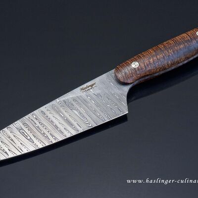 Evolution Chef in Damascus with Curly Koa Handle