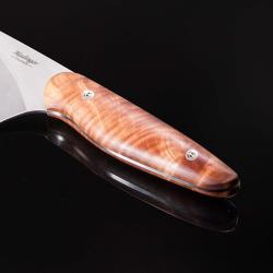 Evolution Chef Knife 190mm Blade with Fiddleback Maple Handle close up
