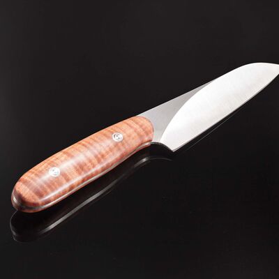 Santuko paring knife handled in stabilized fiddleback maple
