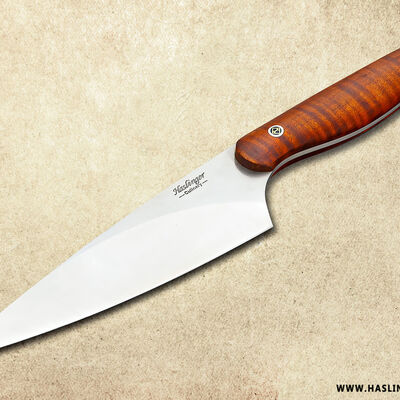 New Generation Chef Knife 150mm Blade - Brown Fiddleback Maple Handle