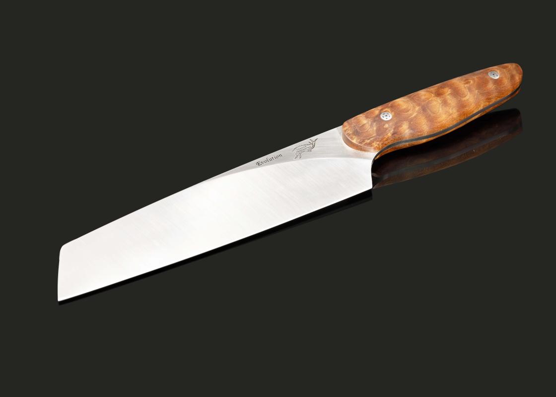 Evolution chef with quilted maple handle