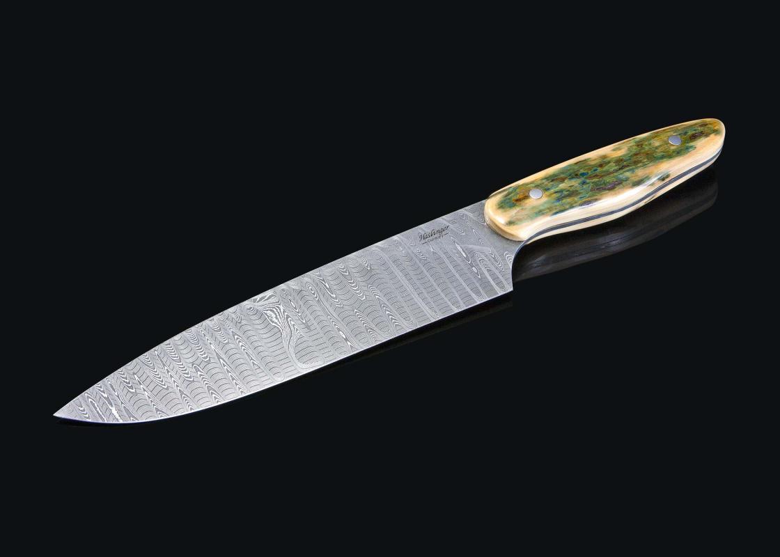 Stanless Damascus Gyuto Chef Knife with Mammoth Ivory Handle